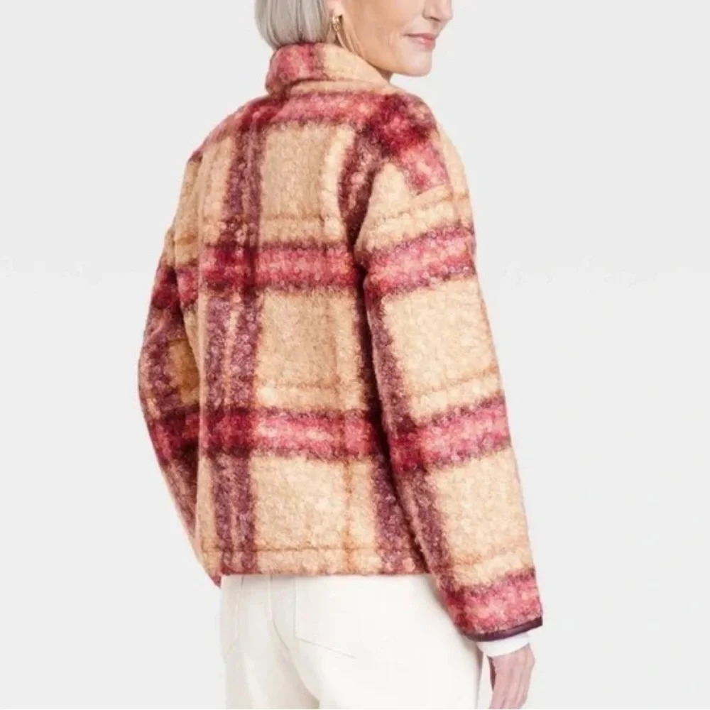 Knox Rose Burgundy Plaid Sweater Overcoat - Picture 6 of 8